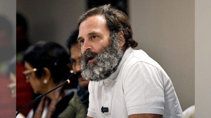 Congress leader Rahul Gandhi addresses a press conference during the Bharat Jodo Yatra in Srinagar | ANI file photo