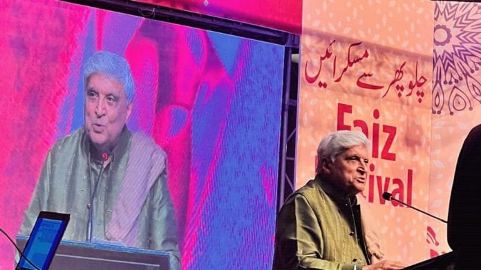Javed Akhtar at the Faiz Festival in Lahore | Twitter/@JavedAkhtarPoet