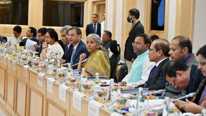 Union Finance minister Nirmala Sitharaman chairing 49th GST Council meeting at Vigyan Bhawan Saturday | ANI