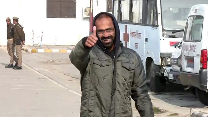 Siddique Kappan after being released from Lucknow district jail Thursday | ANI