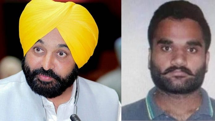 File photo of Punjab CM Bhagwant Mann and Canada-based gangster Goldy Brar. | ANI