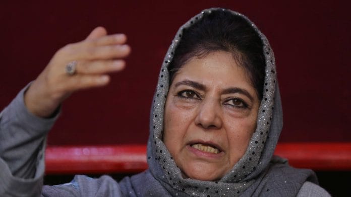 Former chief minister of Jammu and Kashmir Mehbooba Mufti at a press conference in New Delhi on 6 February 2023 | Photo: Suraj Singh Bisht | ThePrint