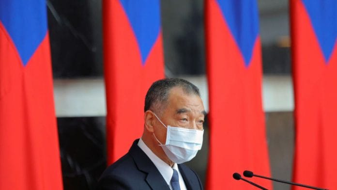 File photo of Taiwan Defence Minister Chiu Kuo-cheng speaking at a rank conferral ceremony for military officials from the Army, Navy and Air Force, at the defence ministry in Taipei, Taiwan 28 December 2021 | Reuters/Annabelle Chih