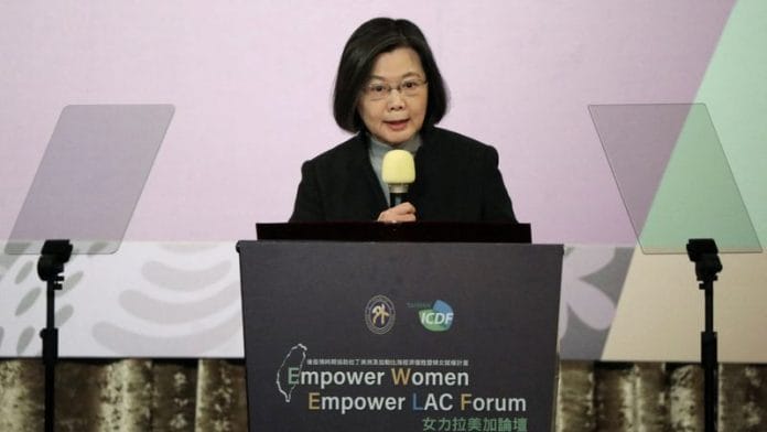 Taiwan President Tsai Ing-wen speaks at the opening ceremony of the Empower Women Empower LAC Forum in Taipei, Taiwan on 15 February, 2023 | Reuters