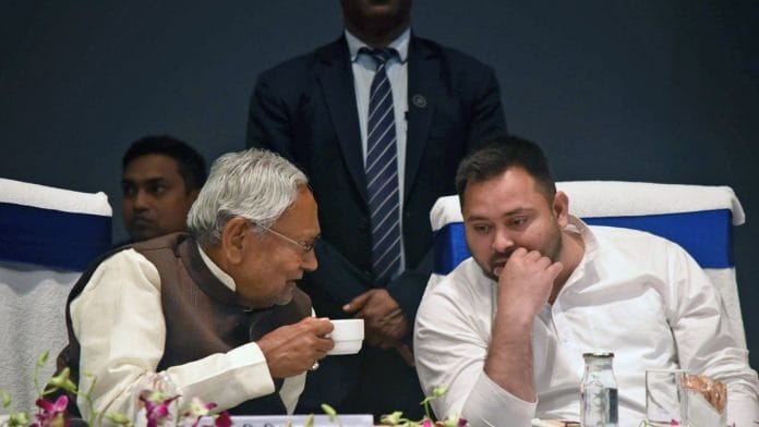 Bihar Chief Minister Nitish Kumar with Deputy CM Tejashwi Yadav at an event in Patna on Tuesday | ANI