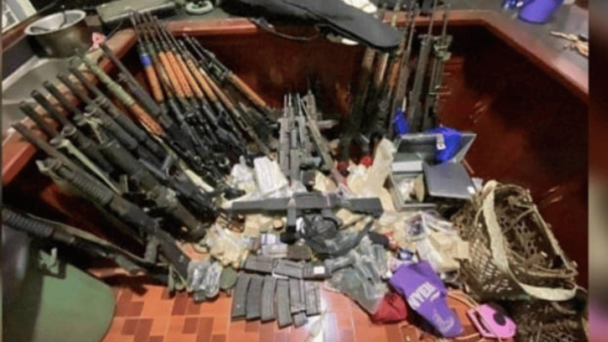 A cache of arms and ammunition at State Administration Council’s (SAC) police station which was occupied by CNA and CDF insurgents | ThePrint | By Special Arrangement