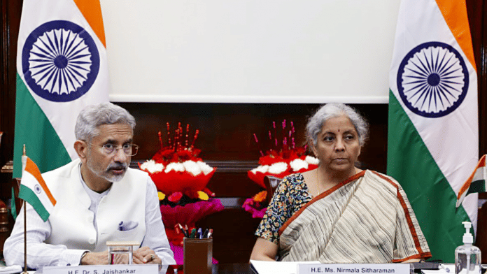 File photo of External Affairs Minister S. Jaishankar with Finance Minister Nirmala Sitharaman | ANI