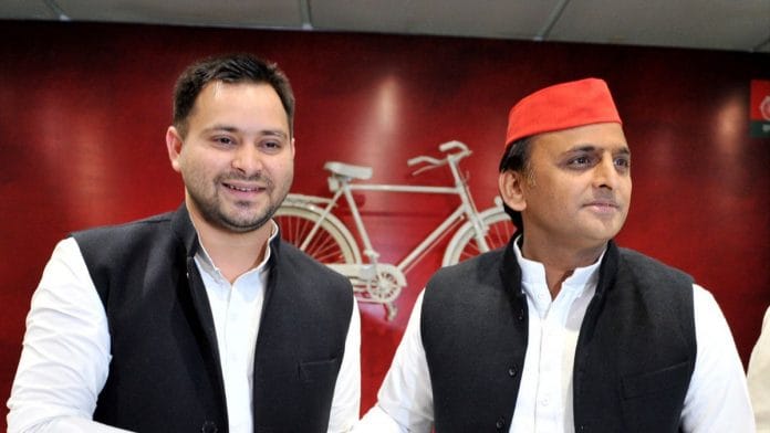 File photo of RJD’s Tejashwi Yadav (left) and SP’s Akhilesh Yadav | Twitter @samajwadiparty