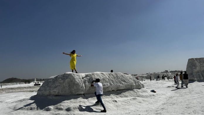 A South Indian couple. It took them some time to climb the mountain | Jyoti Yadav, ThePrint