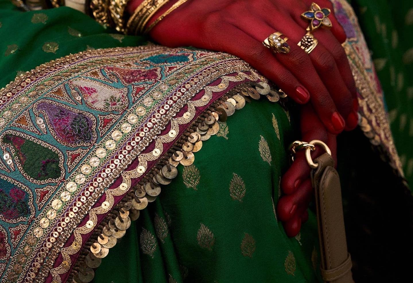 The zardozi, naqshi, dabka, gota, resham, and sequins in a Sabyasachi lehenga | Sabyasachi/Facebook