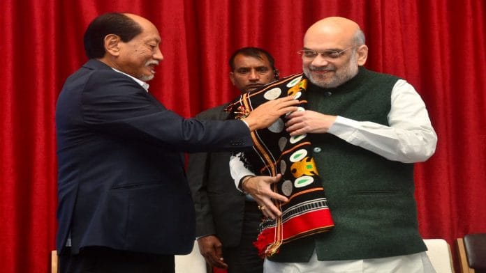 File photo of Nagaland Chief Minister Neiphiu Rio with Union Home minister Amit Shah during the latter's visit | ANI