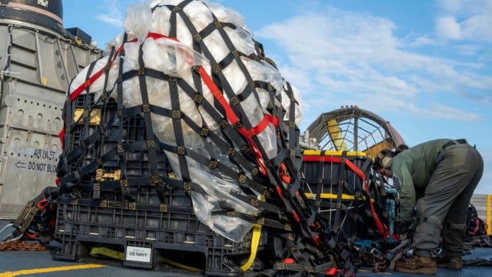 US Navy sailors prepare material recovered in the Atlantic Ocean from a high-altitude Chinese balloon shot down by the US Air Force | File photo || Mass Communication Specialist 1st Class Ryan Seelbach/U.S. Navy/Handout via Reuters