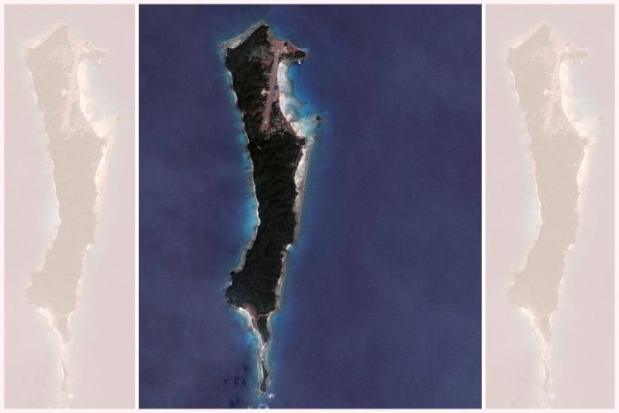 A satellite photo shows runway on Great Coco Island has been extended over the last decade to reach its current reported length of 2,300m | Pic courtesy: Maxar Technologies