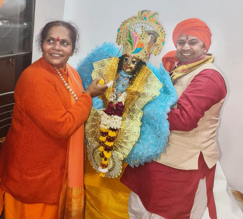 The idol he took to court is now placed in his office. He often takes it for public engagements. | Facebook | Ashutosh Pandey -RBYS 