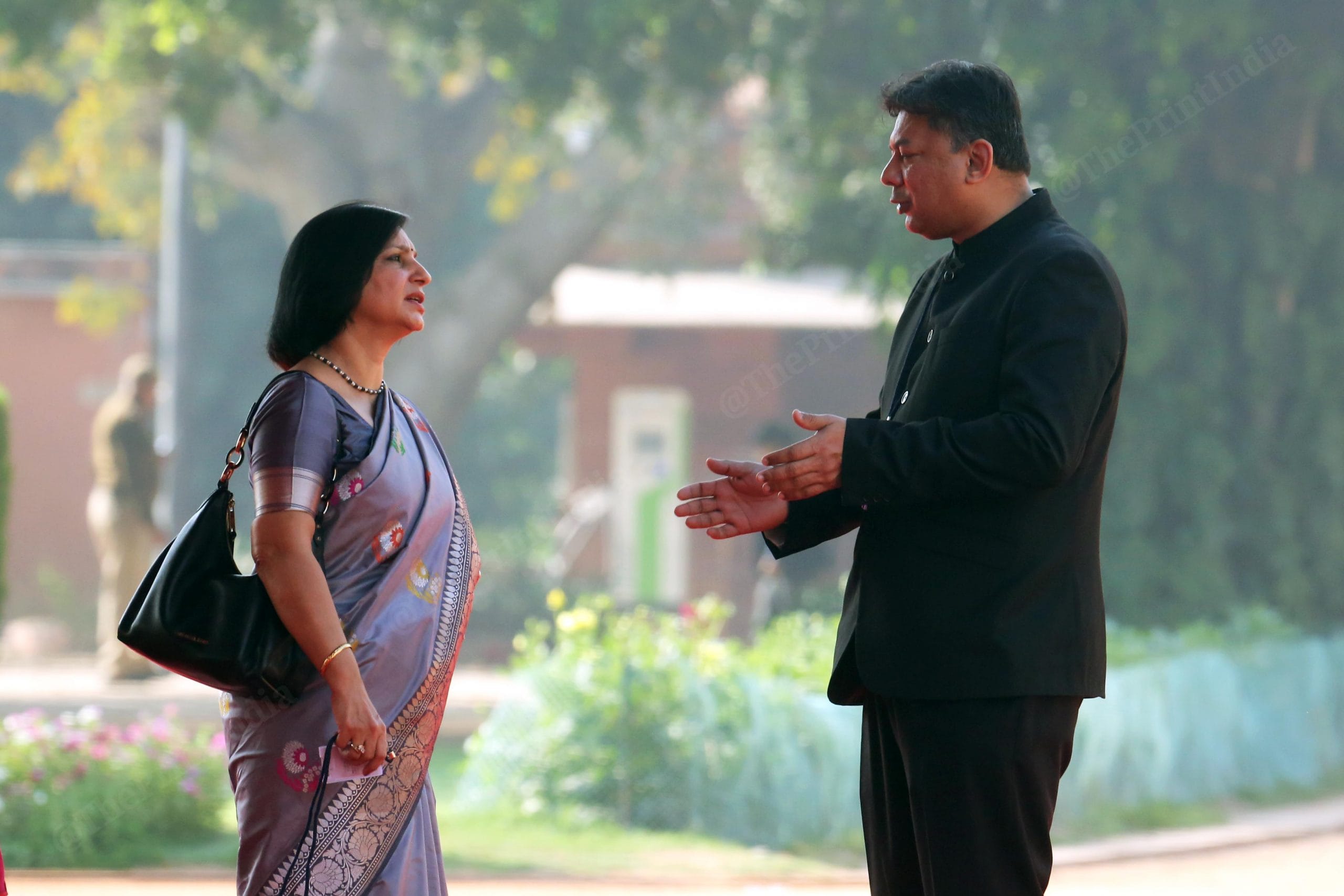Neena Malhotra, India's Ambassador to Italy, with senior Indian Foreign Service officer Anshuman Gaur during the ceremonial reception | Praveen Jain | ThePrint