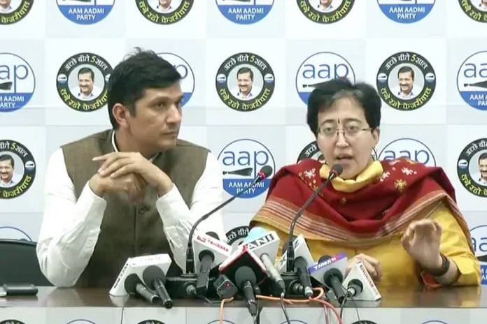 File photos of Atishi and Saurabh Bharadwaj | Twitter | @AamAadmiParty