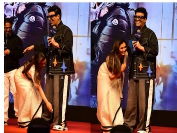 Rani Mukherjee touches feet of Karan Johar at 'Mrs. Chatterjee v/s Norway' event