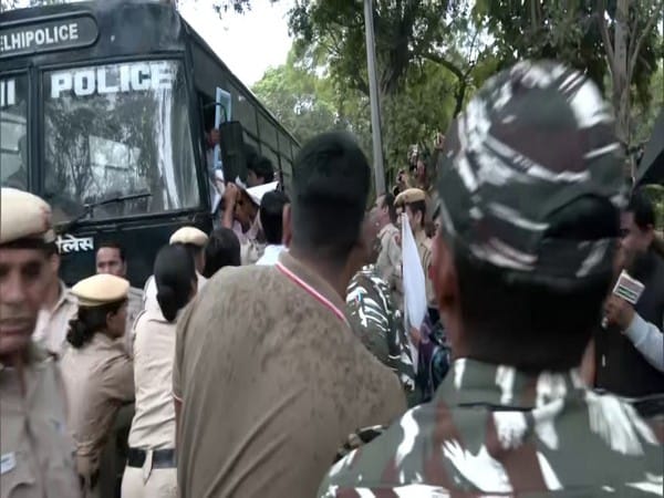 Indian Youth Congress workers protest outside Nadda's residence in Delhi over his remarks against Rahul Gandhi