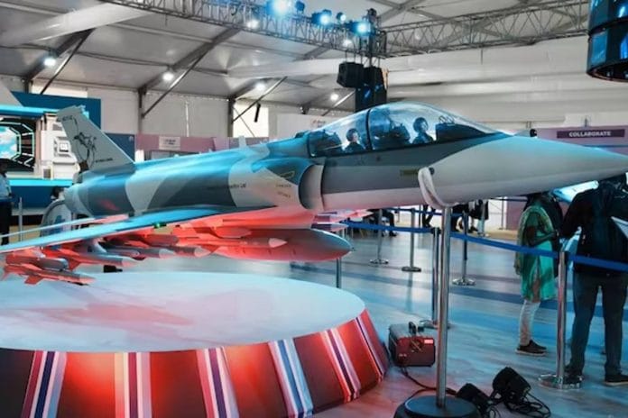 HLFT-42 trainer aircraft of HAL on display at Aero India 2023 in Bengaluru | Photo: PTI