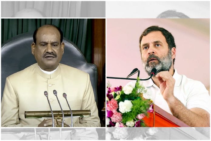 Lok Sabha Speaker Om Birla and Congress leader Rahul Gandhi | ANI/SansadTV