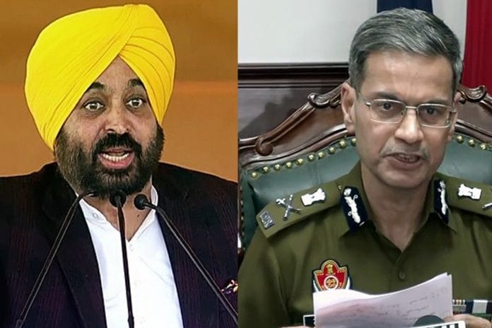 Punjab CM Bhagwant Mann and acting DGP Gaurav Yadav | ANI