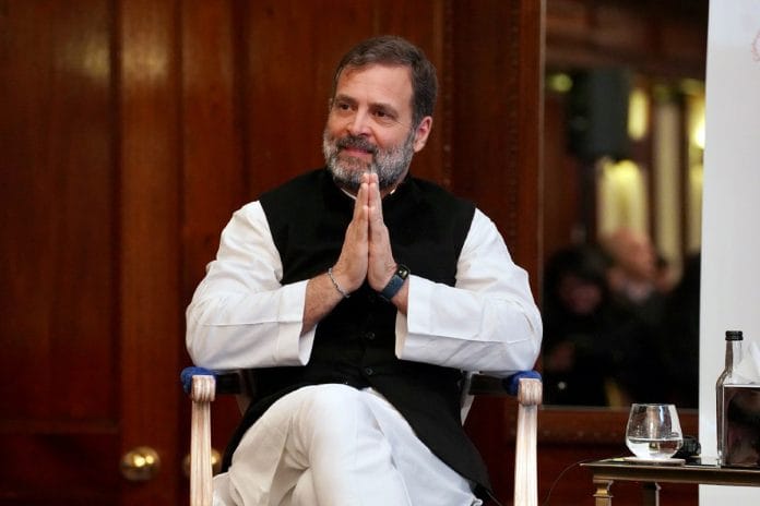 Congress MP Rahul Gandhi interacting with journalists in London on 5 March 2023 | ANI