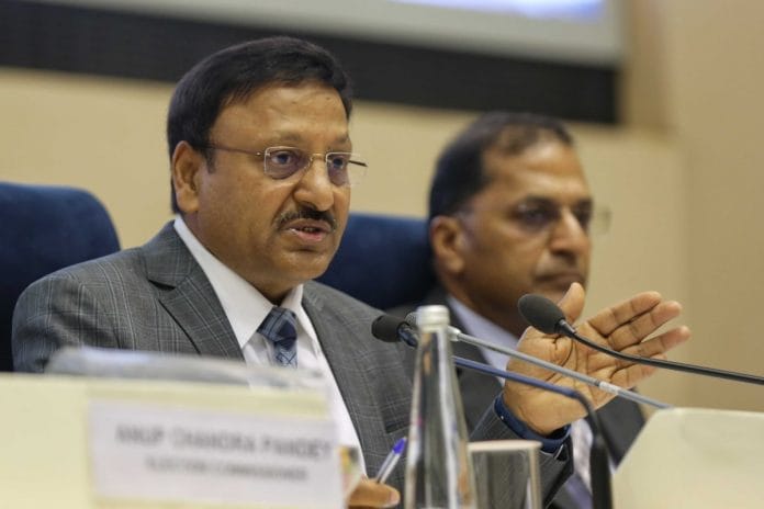 Chief Election Commissioner Rajiv Kumar addressed a press conference to announce the Karnataka election schedule in New Delhi, on 29 March 2023 | Photo: Suraj Singh Bisht | ThePrint