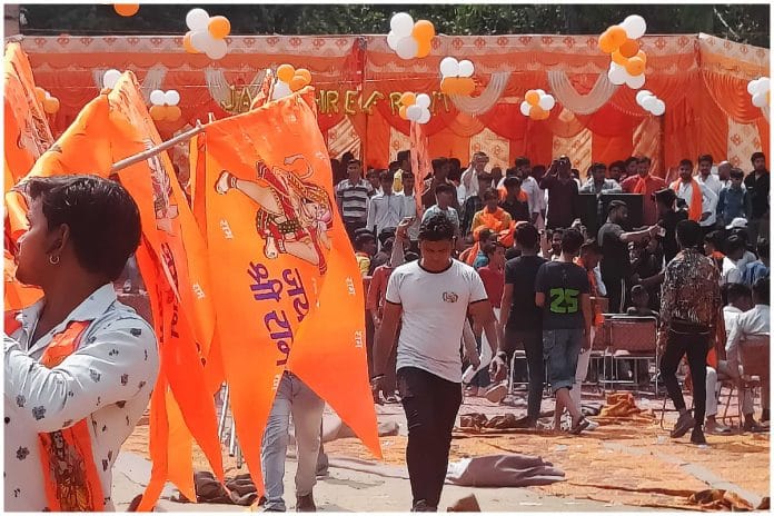 Ram Navami gathering in Delhi's Jahangirpuri on 30 March 2023 | Debdutta Chakraborty | ThePrint