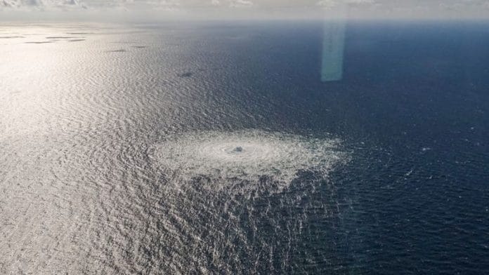 Gas leak at Nord Stream 2 as seen from the Danish F-16 interceptor on Bornholm, Denmark on 27 September, 2022 | Reuters
