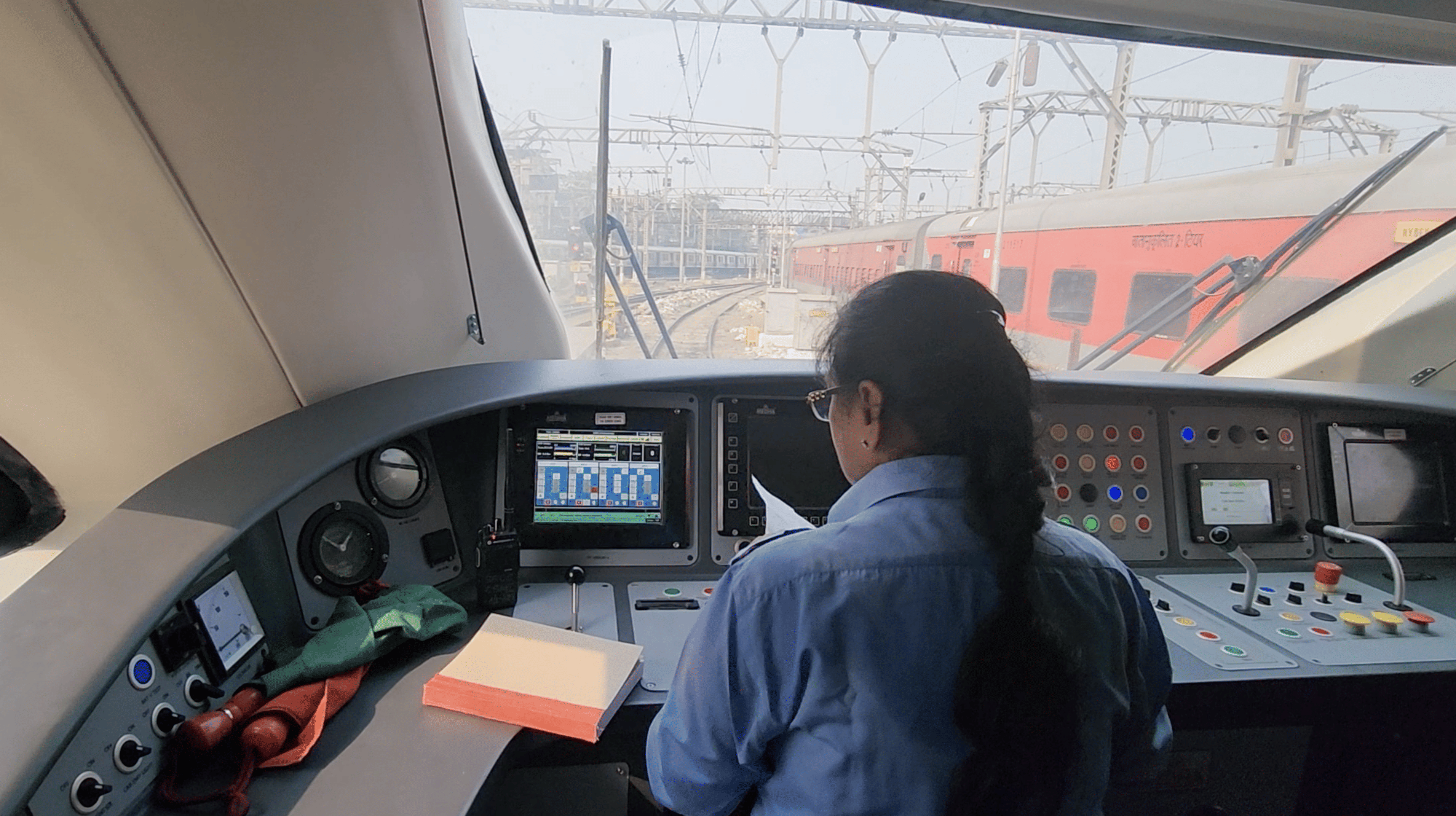 Surekha Yadav onboard a Vande Bharat train
