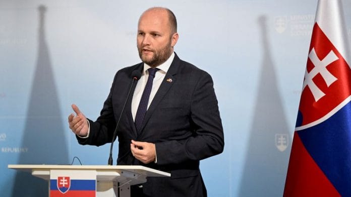 Slovak Defence Minister Jaroslav Nad speaks at a news conference in Bratislava, Slovakia | File Photo: Reuters