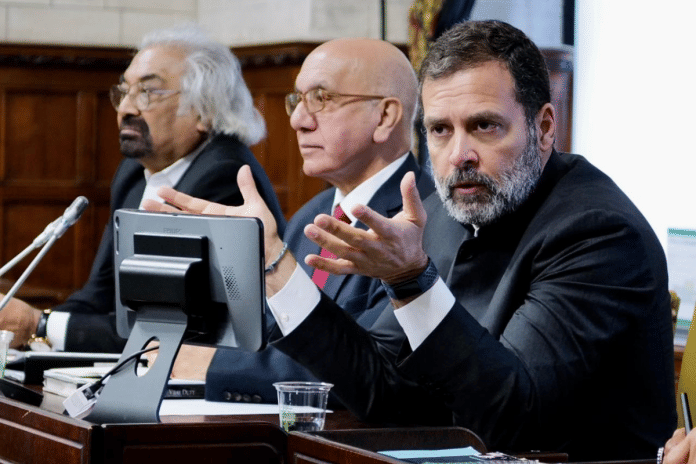 Congress leader Rahul Gandhi interacts with MPs, academics, journalists, community leaders and leaders of Indian Overseas Congress at UK Parliament | Twitter | @INCIndia
