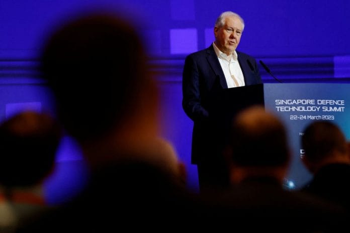 US Secretary of the Air Force Frank Kendall speaks at the Singapore Defence Technology Summit in Singapore 23 March, 2023 | Reuters