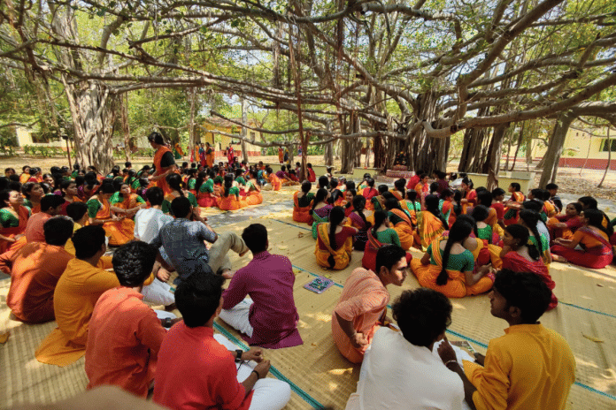 Students of Kalakshetra Foundation at their protest inside college campus in Chennai on Thursday | Shubhangi Mishra | ThePrint