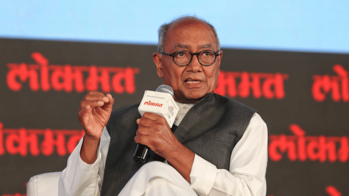 Congress MP Digvijay Singh speaks during Lokmat Parliamentary Awards in New Delhi on Tuesday | Suraj Singh Bisht | ThePrint