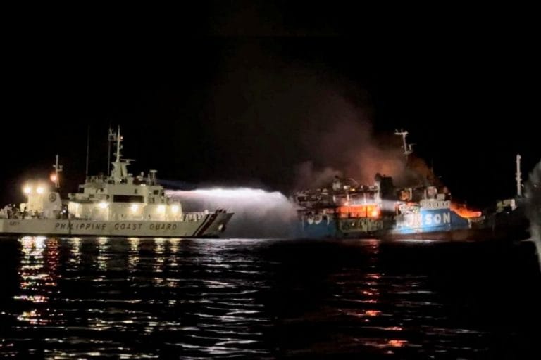 28 dead in fire on passenger ferry in Philippines, says coast guard