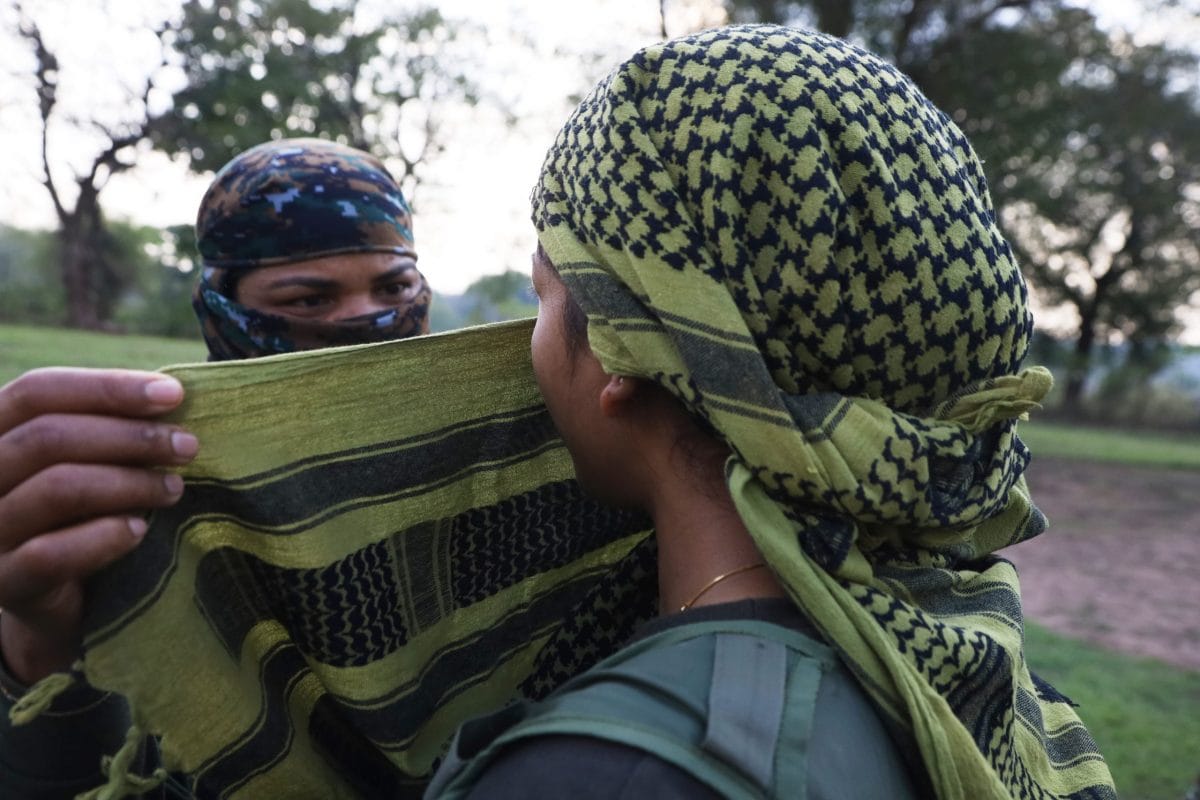 While performing duties on field, women of Bastaria battalion wear patka ( a cloth to hide face). It is mostly green in colour so that while on duty they can easily camouflage | Photo: Manisha Mondal | ThePrint