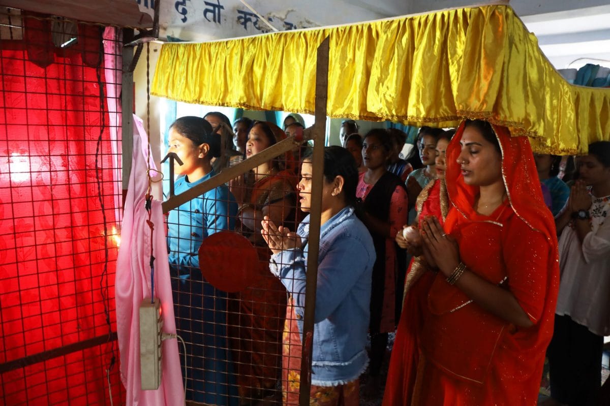 At the 213 Company's battalion women personnel perform Navratri puja | Photo: Manisha Mondal | ThePrint