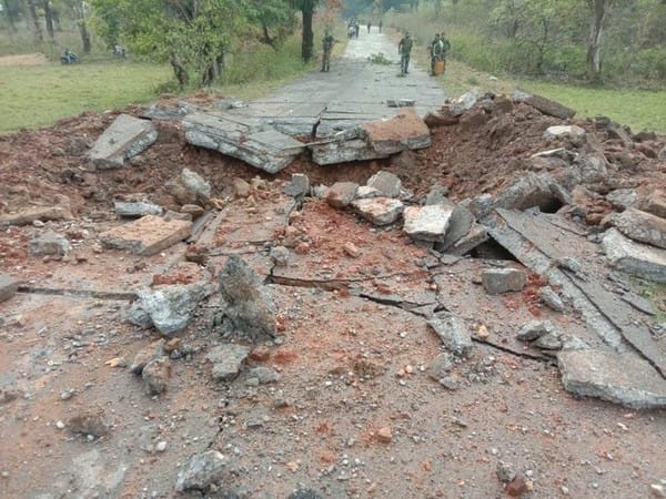 IED explosion by Naxals damage road in Chhattisgarh's Potampara