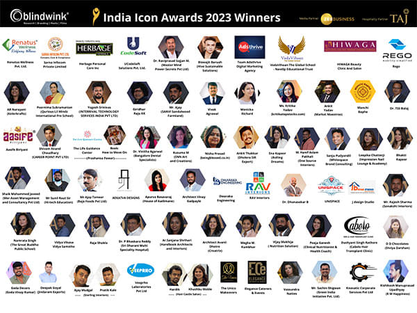 Winners of India Icon Awards 2023 announced by Blindwink