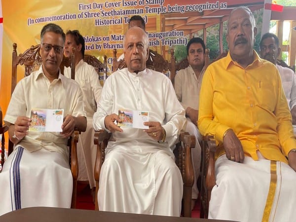 Sri Lankan PM Gunawardena, Indian envoy Baglay issue special commemorative cover for Sita Temple 