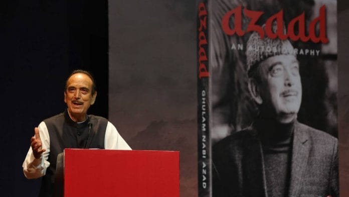 Democratic Azad Party president Ghulam Nabi Azad at the launch of his autobiography in Delhi Wednesday | Suraj Singh Bisht | ThePrint