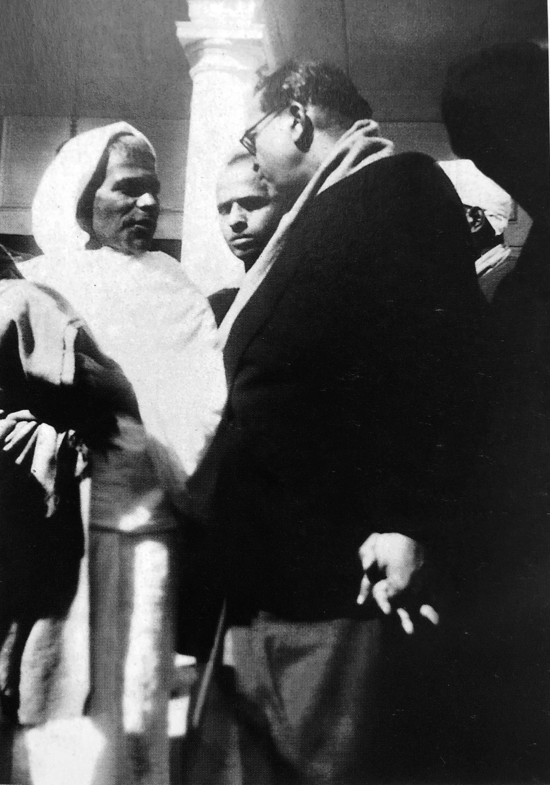After Gandhi was assassinated in New Delhi by Nathuram Godse, a Brahmin from Pune, on 30 January 1948, Ambedkar went to Birla House to offer his condolences. He is seen here with the Congress leader and Constituent Assembly member Shankarrao Deo | From Vijay Surwade's collection, courtesy of Navayana