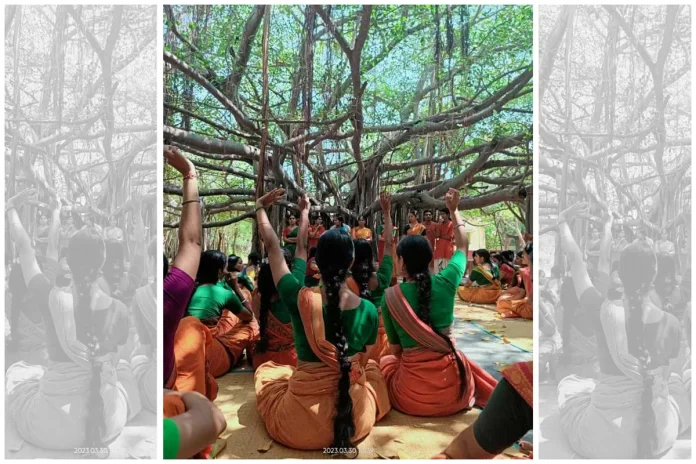 Students of Chennai’s Kalakshetra protesting Thursday | By special arrangement