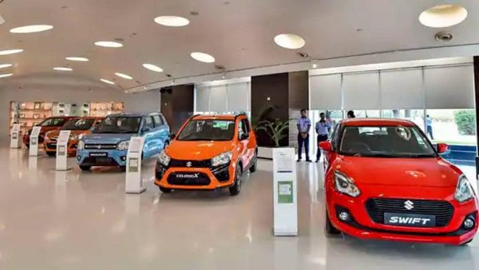 Maruti Suzuki models on display at a New Delhi showroom | Photo: PTI