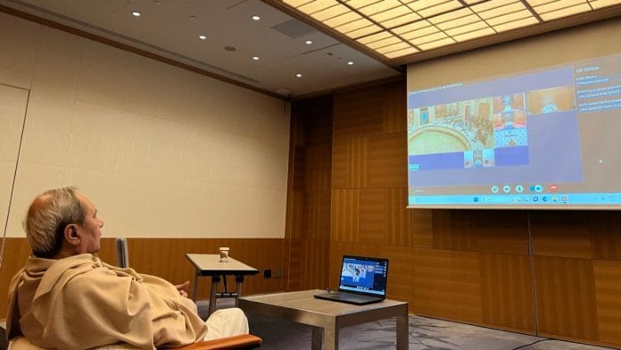 Odisha CM Naveen Patnaik chairing cabinet meet virtually from Kyoto | Twitter @CMO_Odisha