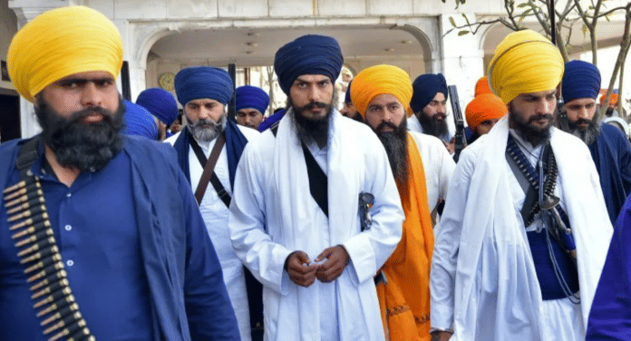 Amritpal Singh leaves the holy Sikh shrine of the Golden Temple along with his supporters, in Amritsar, 3 March, 2023 | Pic: Reuters