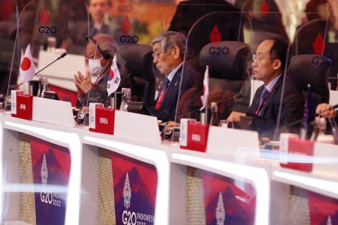 Japanese Finance Minister Shunichi Suzuki, Japan's Central Bank Governor Haruhiko Kuroda, South Korea Finance Minister Choo Kyung-ho attend the G20 Finance Ministers and Central Bank Governors Meeting in Nusa Dua, Bali, on 2022 | Reuters file photo