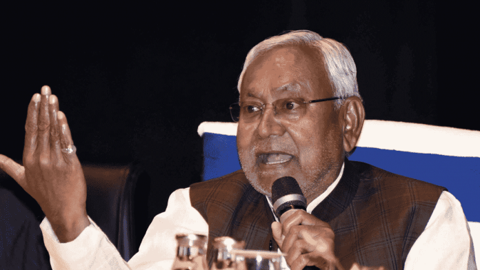 File photo of Nitish Kumar addressing the 'Kisan Samagam' in Patna | ANI