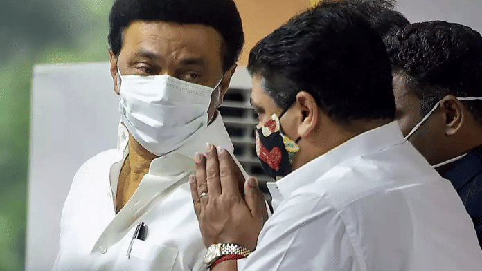 File photo of Tamil Nadu CM M.K. Stalin along with finance minister Palanivel Thiaga Rajan | PTI